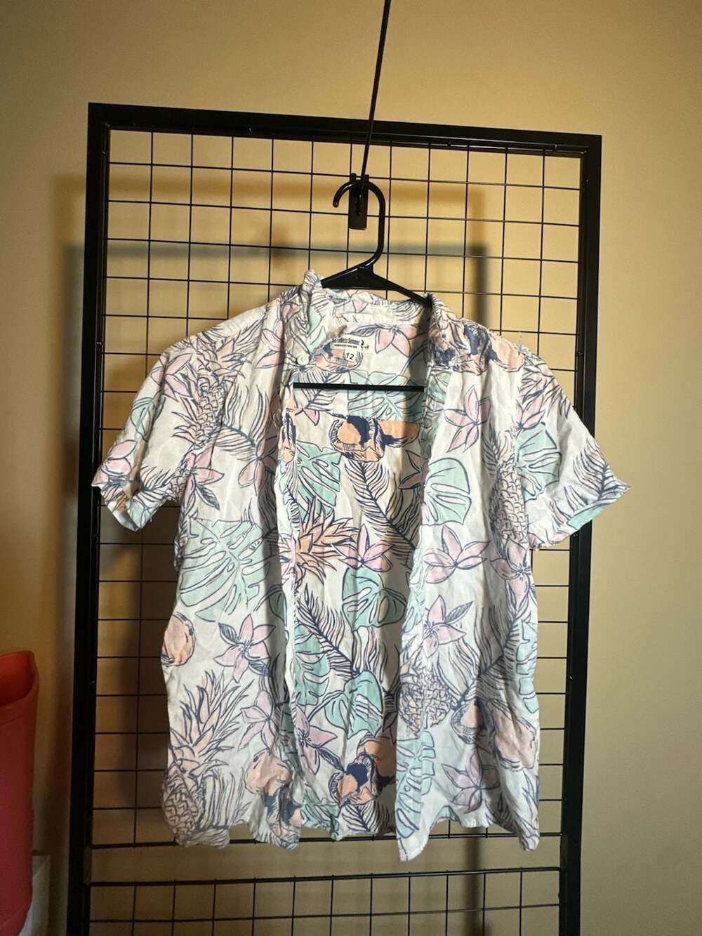 The Endless Summer Boys Short Sleeve Tropical Print Button-Down Shirt Size 12